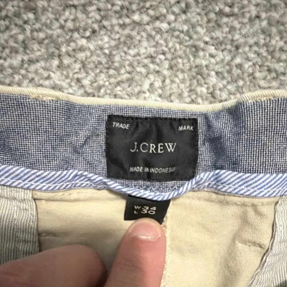 J.Crew Men's Beige Slim Fit Flat Front Chino Pants 34